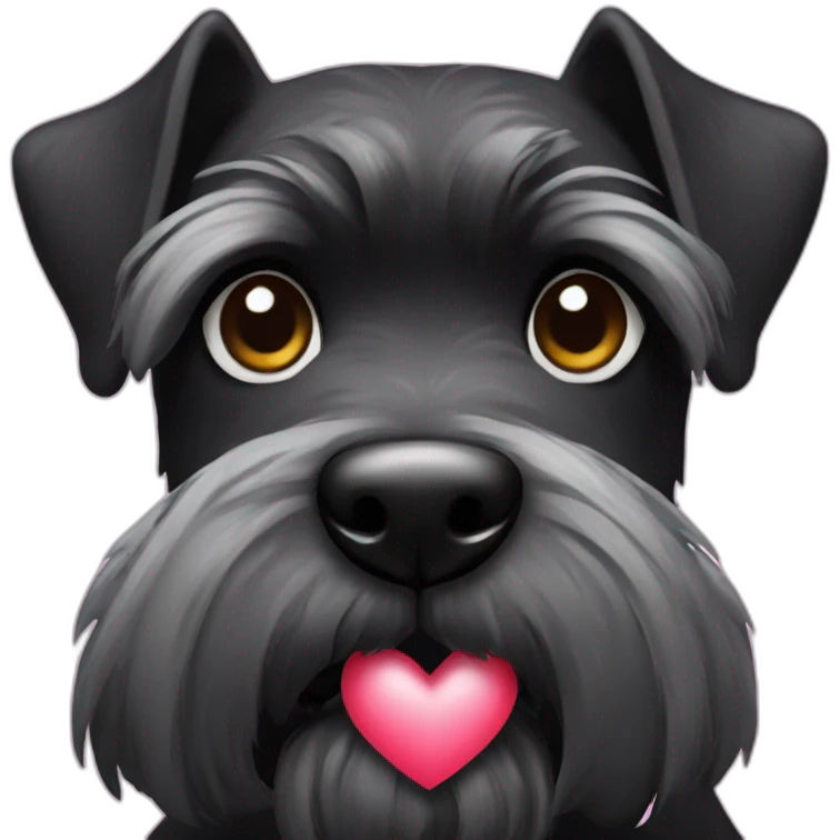 Black schnauzer with heart's eyes emoji
