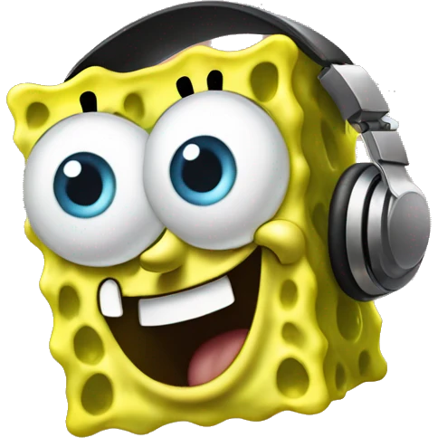 spongebob floating in air with headphones on emoji