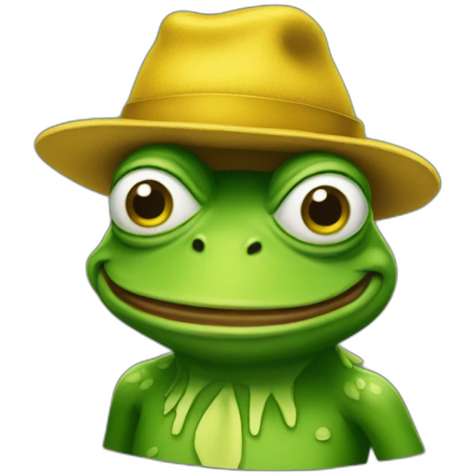 pepe the frog wearing a pointy yellow hat emoji