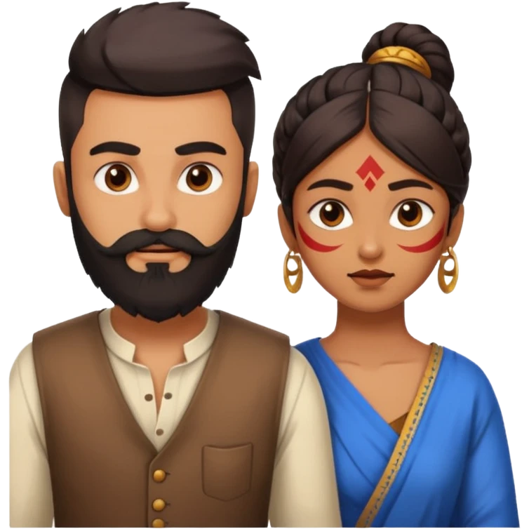 brother and sister fighting modern culture naughty  - indian skin and hairstyle - men beard - fight and love emoji