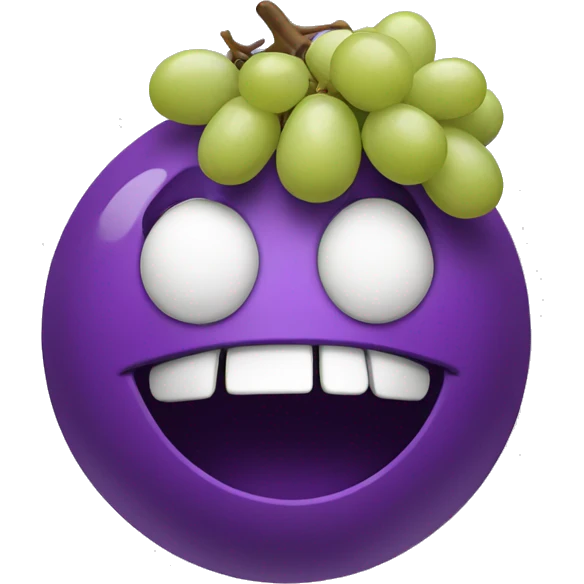 a purple ball with a mouth eating some grapes emoji