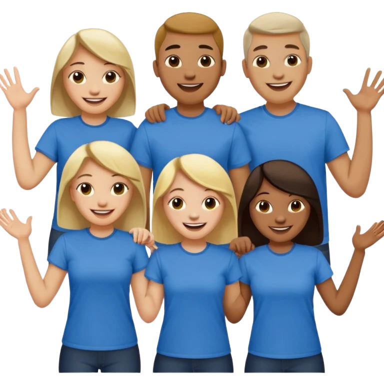 Group of people wearing tshirts that say club emoji