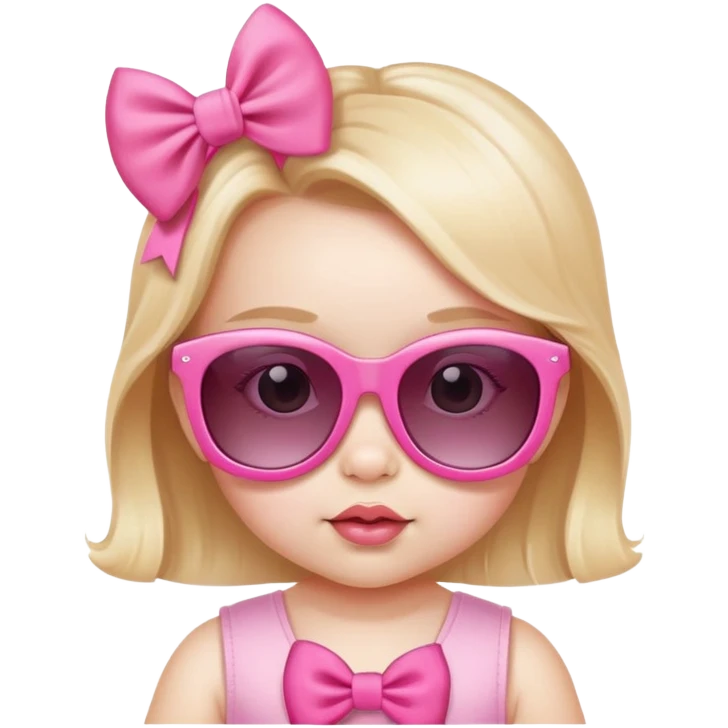 Baby girl with pink bow wearing sunglasses  emoji