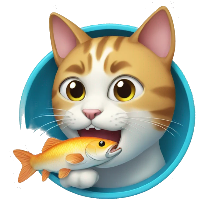 Cat eating fish emoji