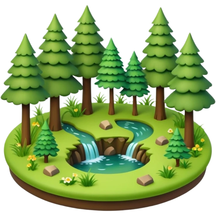 small circular forest clearing with tall trees and grass, miniature world emoji