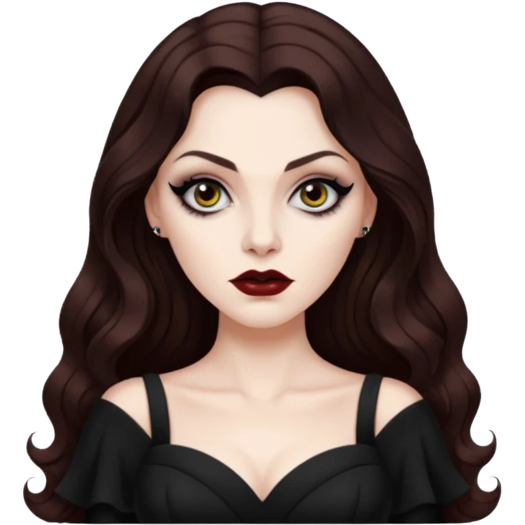 vampira cabelo ondulado longo marrom legal emoji