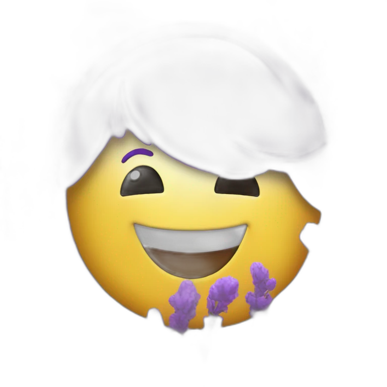Happy Emoji face surrounded by colour lavender  emoji