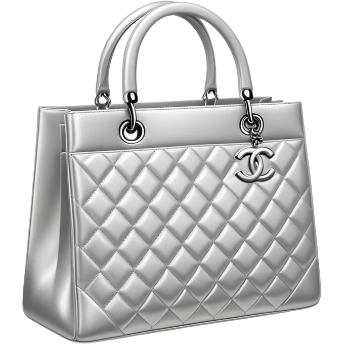 Silver Chanel shopping bag emoji
