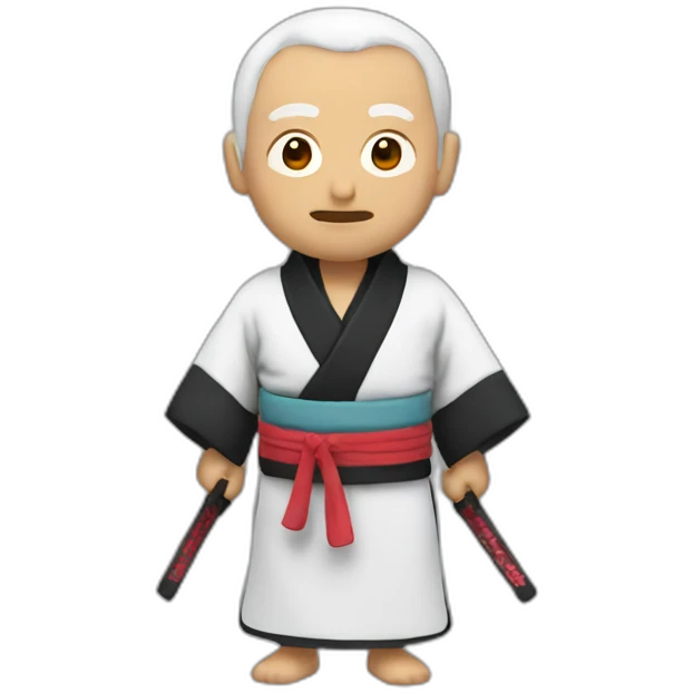 Un vieux ninja en kimono noir emoji