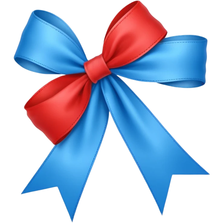 Cadeau rouge et bleu et avec dessus un bandeau avec marqué en texte  : cadeau à la clé  emoji