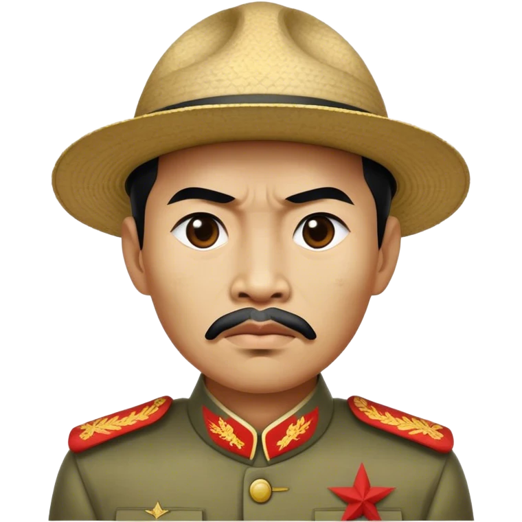 Cinematic Realistic Ho Chi Minh Portrait Emoji, depicted as a determined revolutionary leader in traditional attire with a humble expression, rendered with lifelike textures and soft natural lighting that captures his enduring legacy. emoji