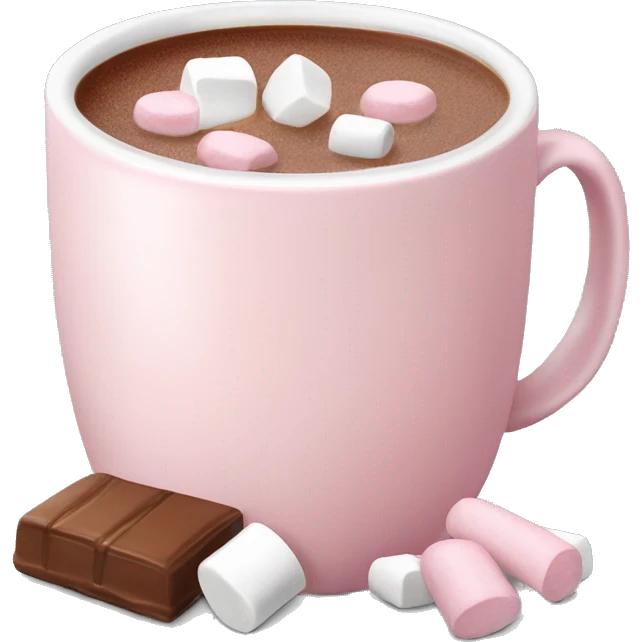 Light Pink mug of hot chocolate with marshmallows  emoji