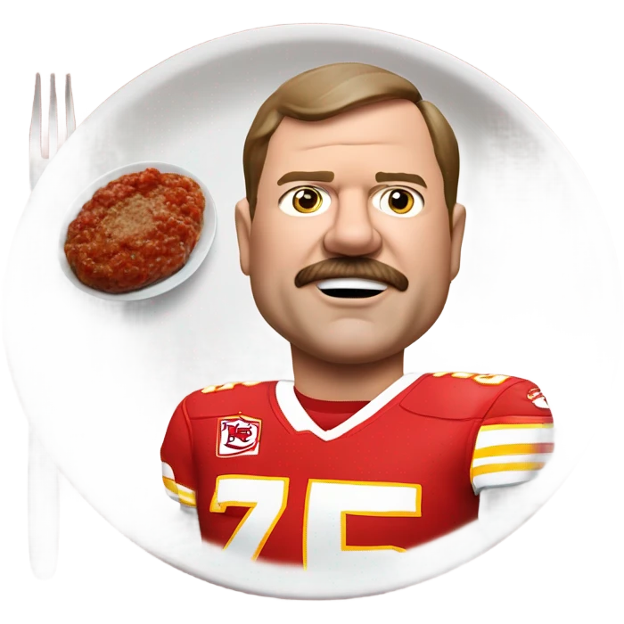 Andy Reid Kansas City chiefs eating meatloaf wearing a chiefs uniform emoji