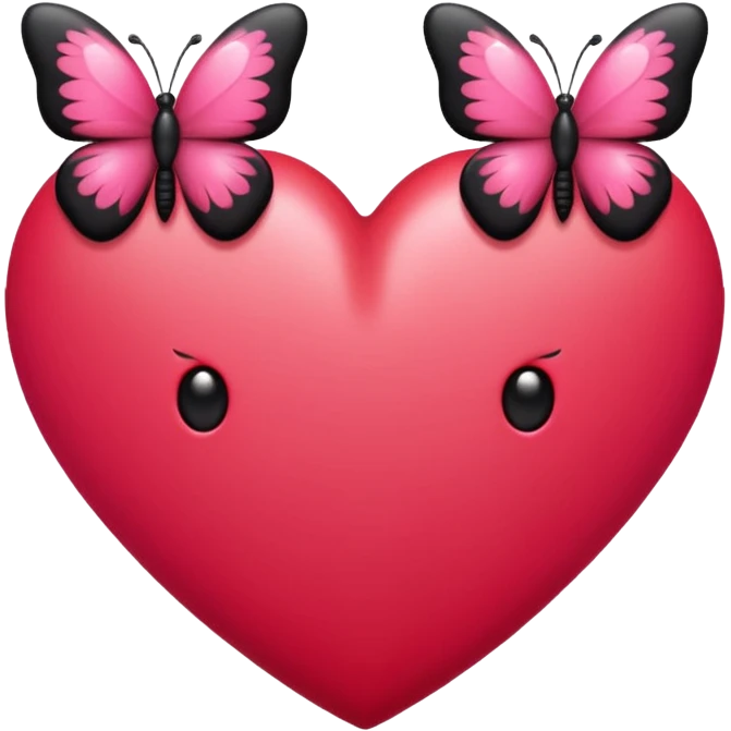 Really cool heart emoji for my sexy girlfriend that’s mainly  red & black. With just tiny hot pink butterflies on it.  emoji