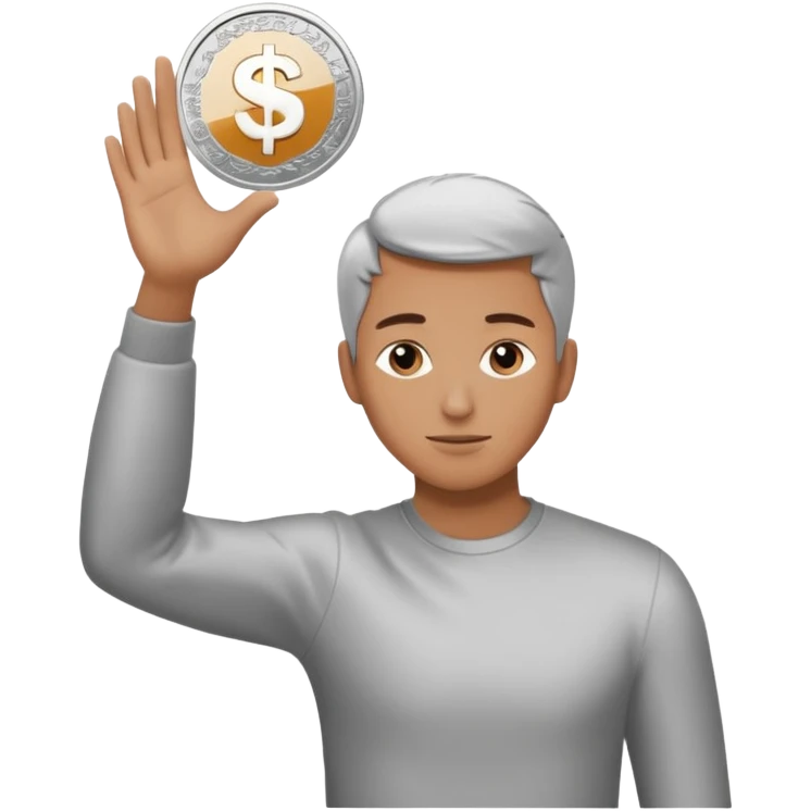 Coin flipped in the air, character already turning away emoji