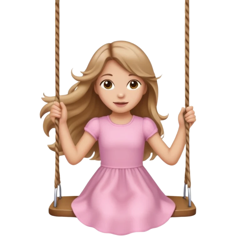 girl with long bronde hair wearing light pink and is swinging emoji
