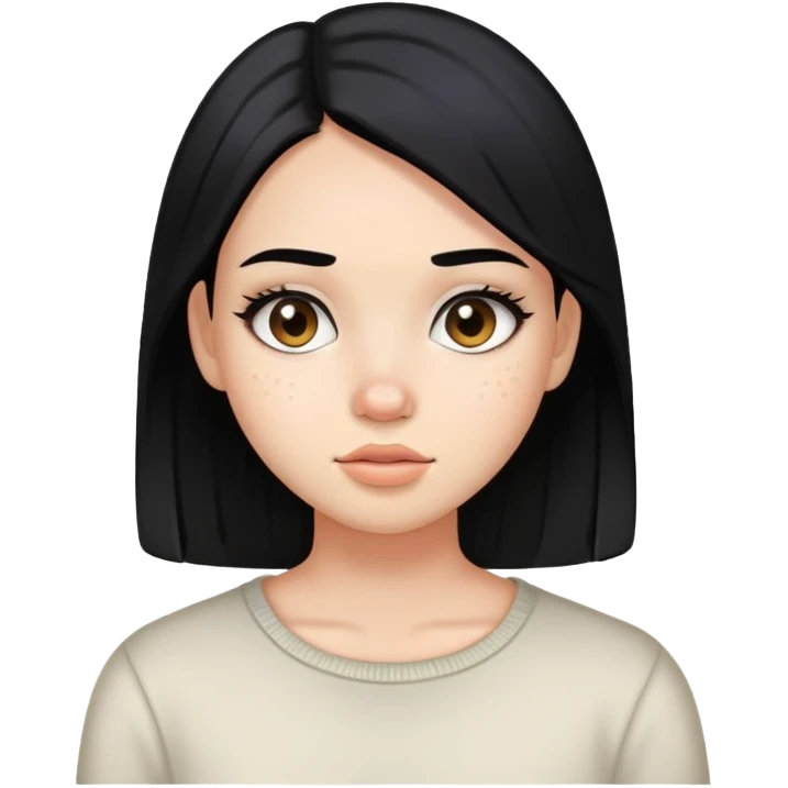 girl with visible acne, straight black hair and light makeup emoji