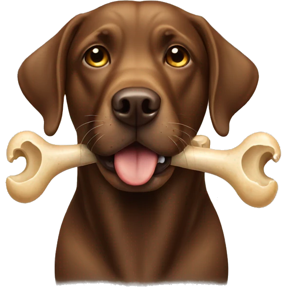 brown labrador with a bone in his teeth emoji
