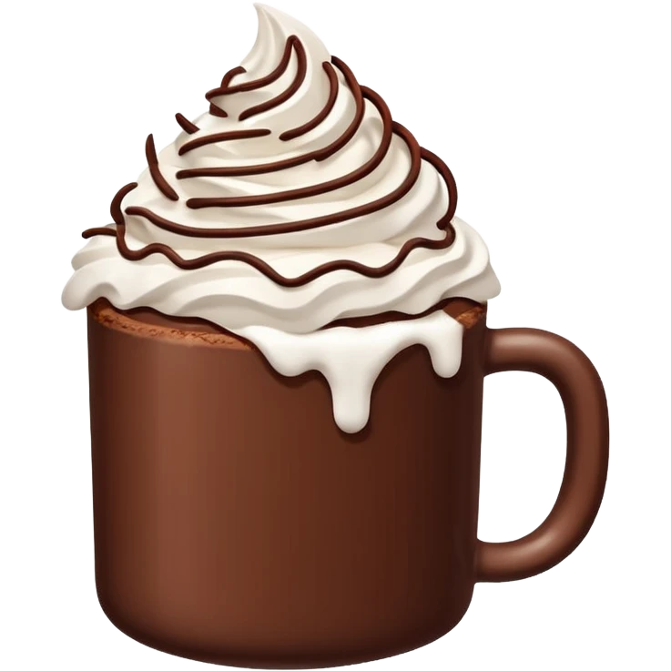 “hot chocolate emoji, whipped cream on top, chocolate shavings, cute, minimal, white background” emoji