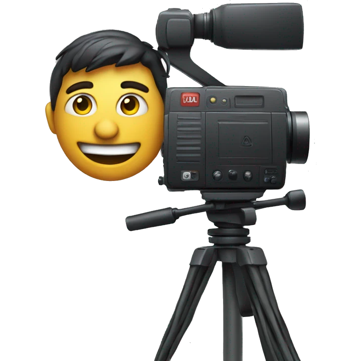 Camera man sitting behind a large Video production camera emoji