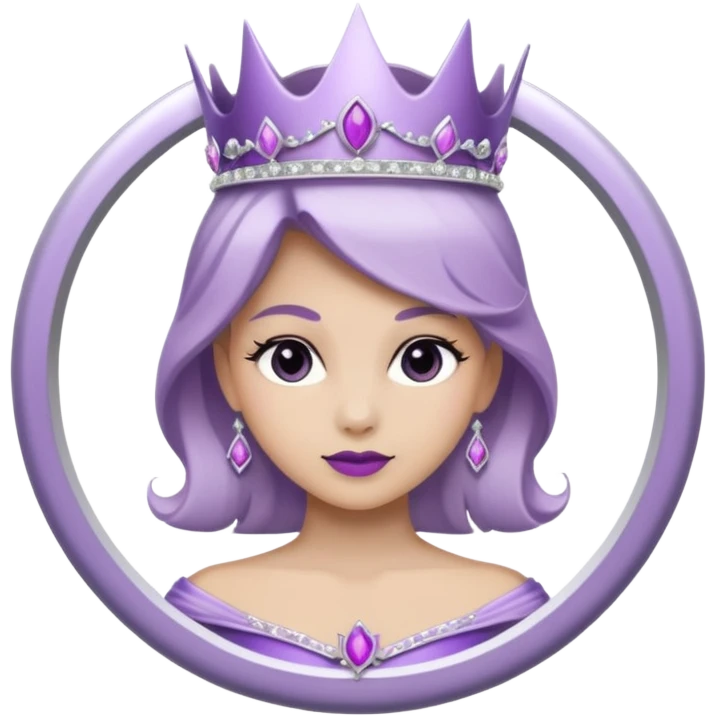 Purple shadow rose silver circle plaque with silver tiara emoji