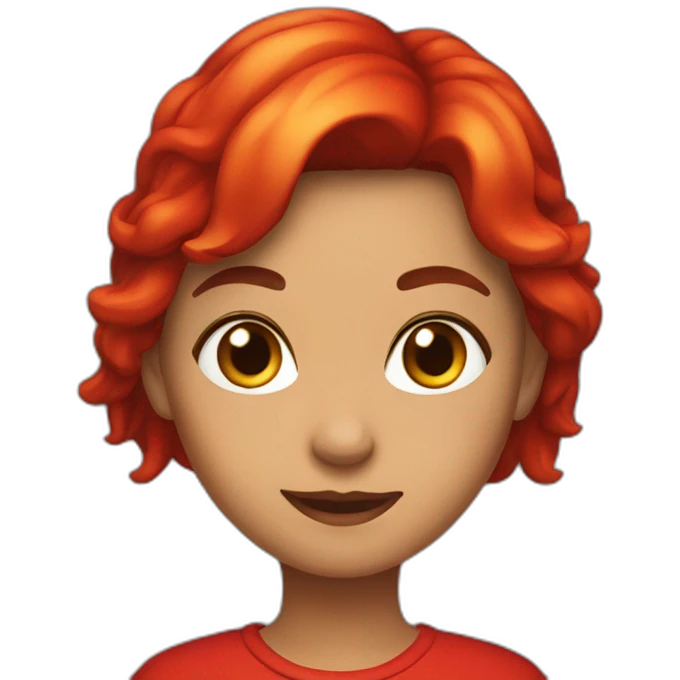 the girl in red with fire emoji