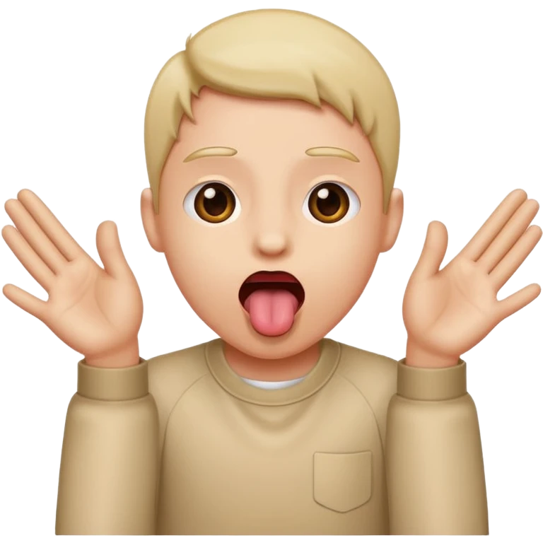 Uma pessoa com a língua de fora e as mãos abertas emoji