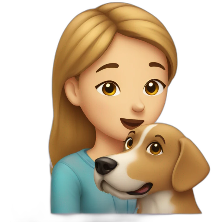 Girl kissing a dog emoji