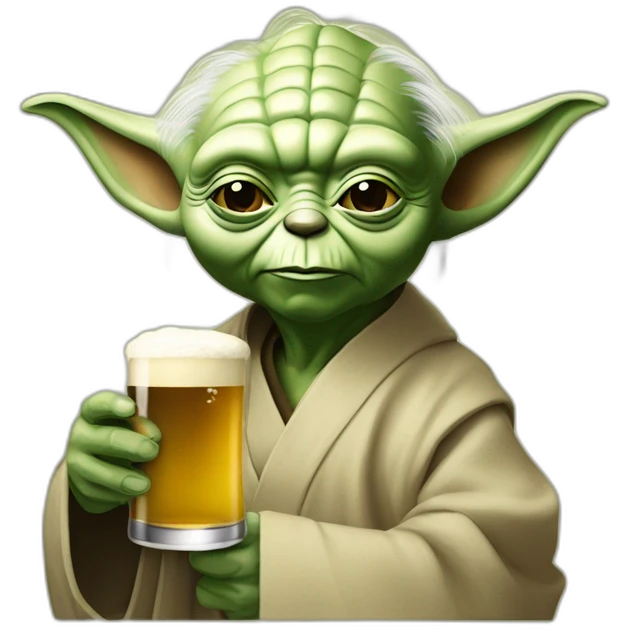 Maître Yoda avec une bière emoji
