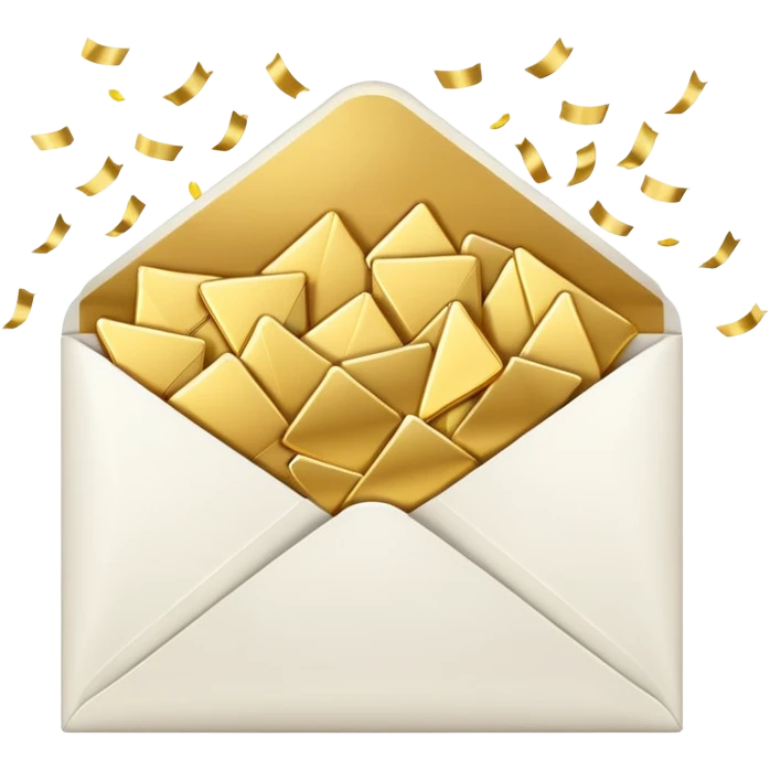 white closed envelope surrounded gold confetti emoji