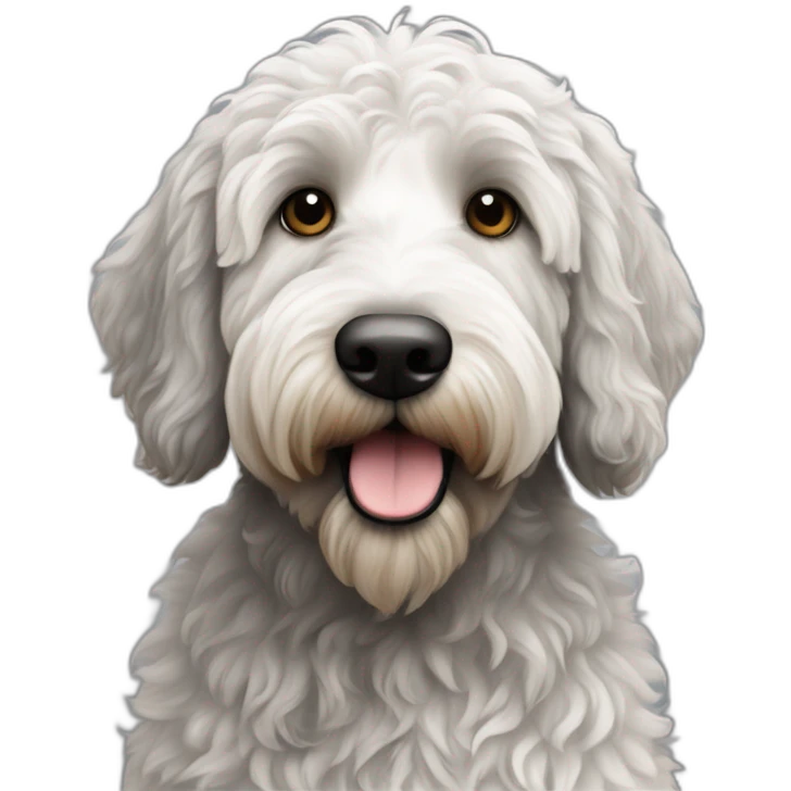 Perro labradoodle gris blanco con negro emoji