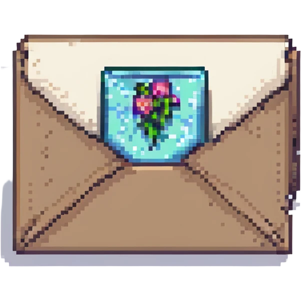 open envelope with letter in Minecraft pixel art style emoji