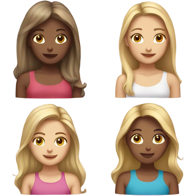 Two white brunette girls and two white blonde girls emoji