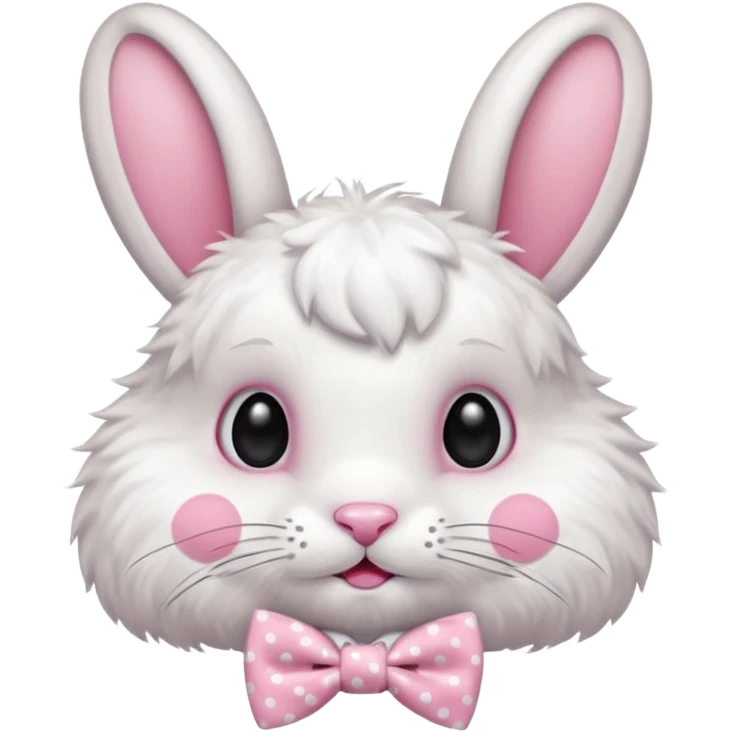 Fluffy rabbit with polka-dot pink bow tie emoji