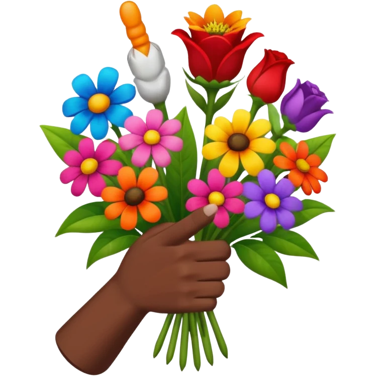 💐 combined with 🖕🏽 emoji