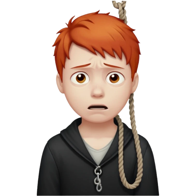 red headed boy hanging by his neck from a noose emoji