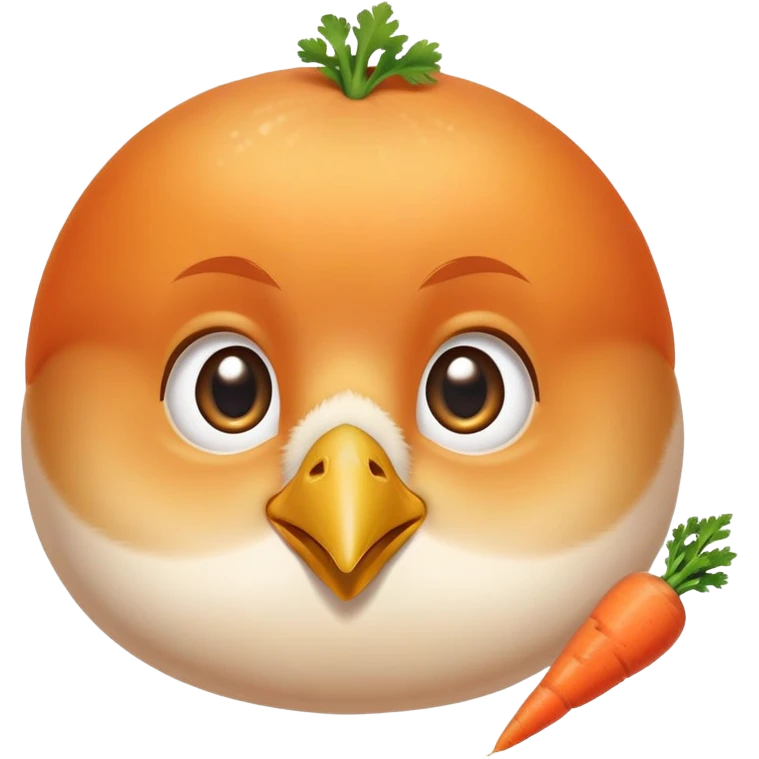 Chicken and carrots emitting a gentle golden glow that flows toward a healthy eye and smooth skin. The foods represent vitamin A sources while the eye and skin show the benefits of this nutrient, with a soft, non-creepy design. emoji