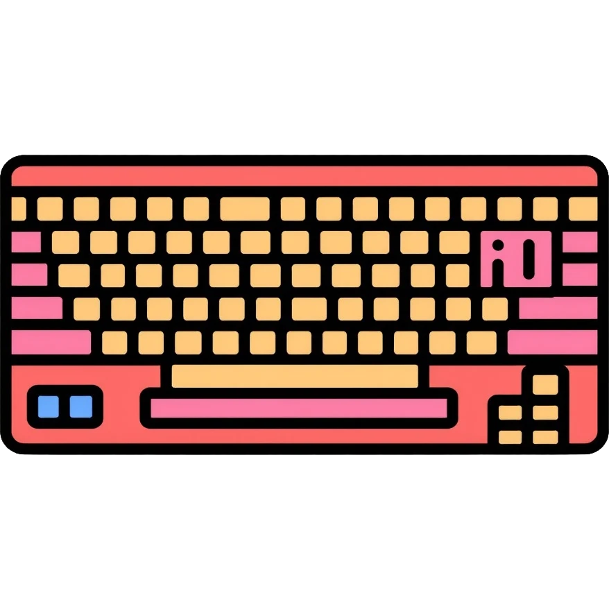 Computer keyboard with gold color F3BA2F and pink-red color FE0054 emoji
