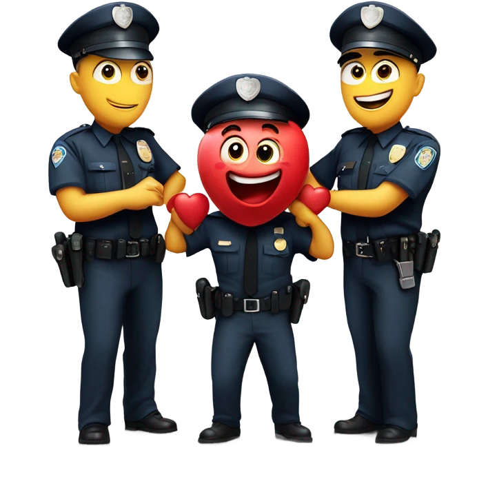Cartoon Heart getting hand cuffed by police emoji