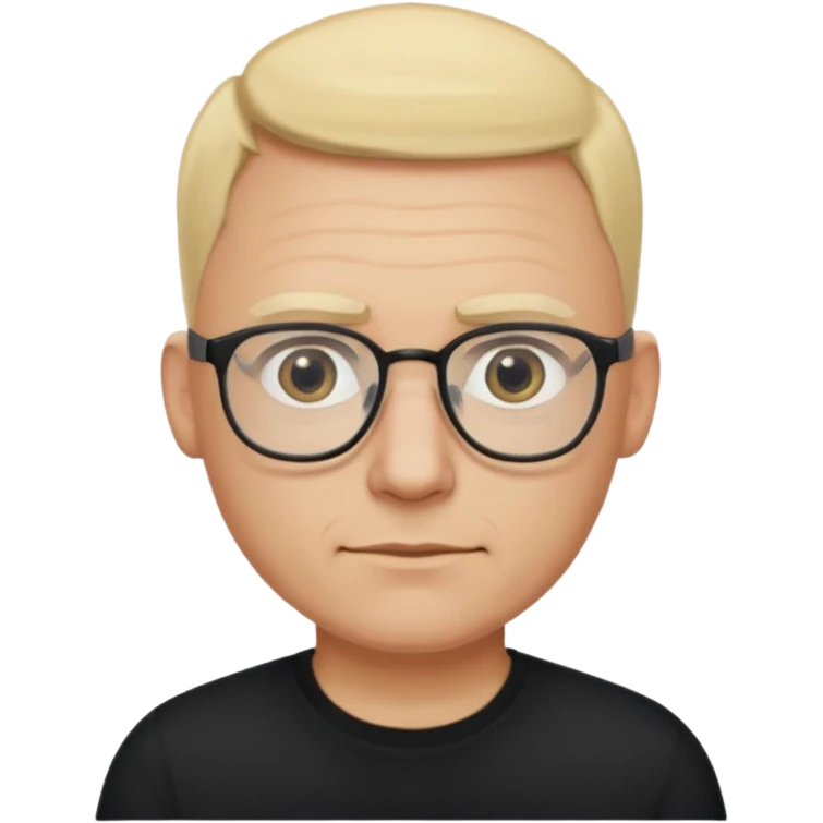 bald blonde man with eyeglasses with black shirt emoji