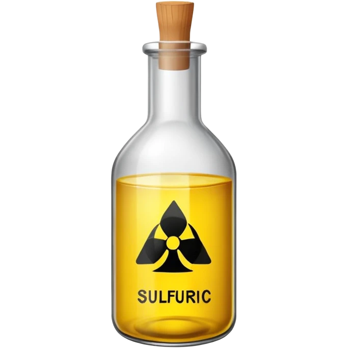 sulfuric acid, hazard sign on the bottle emoji