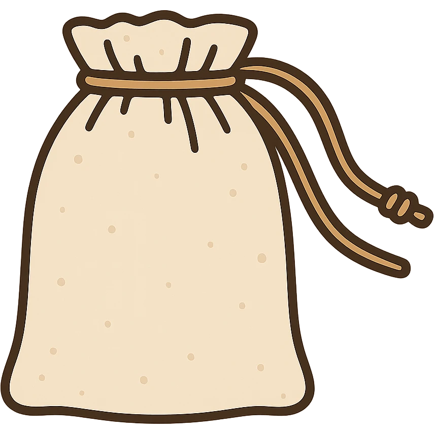 flat toon style illustration of a reusable cotton pouch with drawstring closure emoji