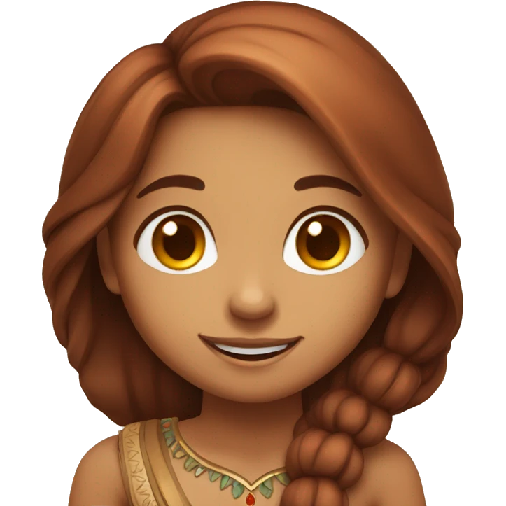 Indian girl with brown to red long hair cute round face smiling emoji