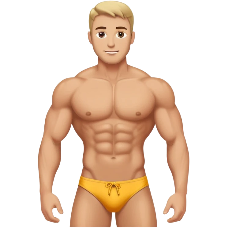 Muscular Caucasian gay man wearing a bikini emoji