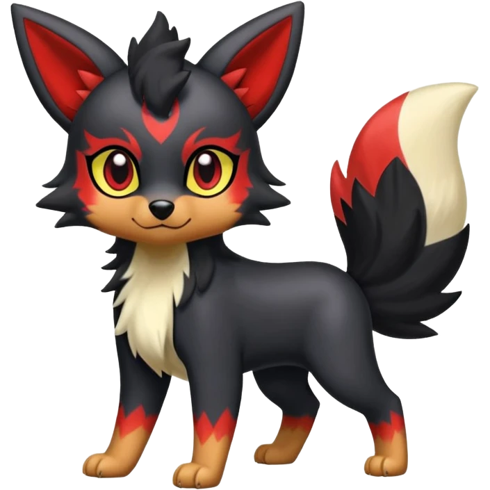 Cute Shiny Houndour-Zorua-Quilava-Litten-Umbreon-Fakémon-hybrid-creature (full body)  emoji