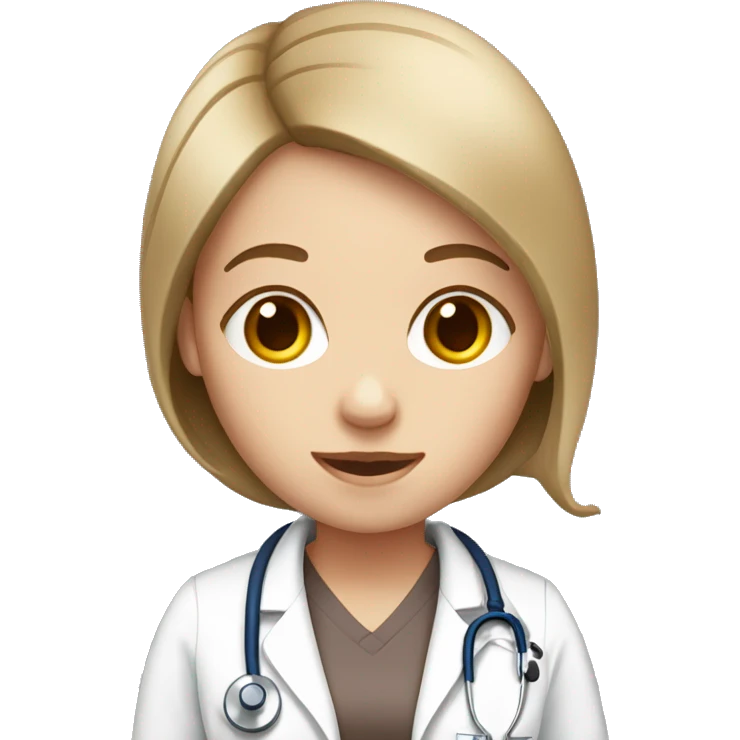 White girl with brown short hair with stethoscope emoji