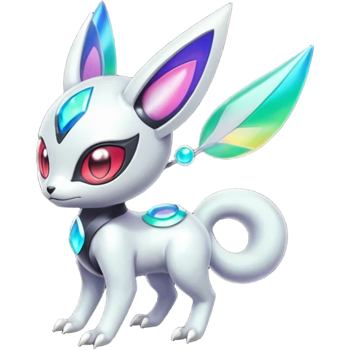 Shiny Colorful glowing glossy smooth soft silky Futuristic Cyber-Vernid-Trico-Meloetta-Latias-Koraidon-Peppercat-Protogen-Pokémon-Digimon-Fakémon-fusion-hybrid-creature emoji