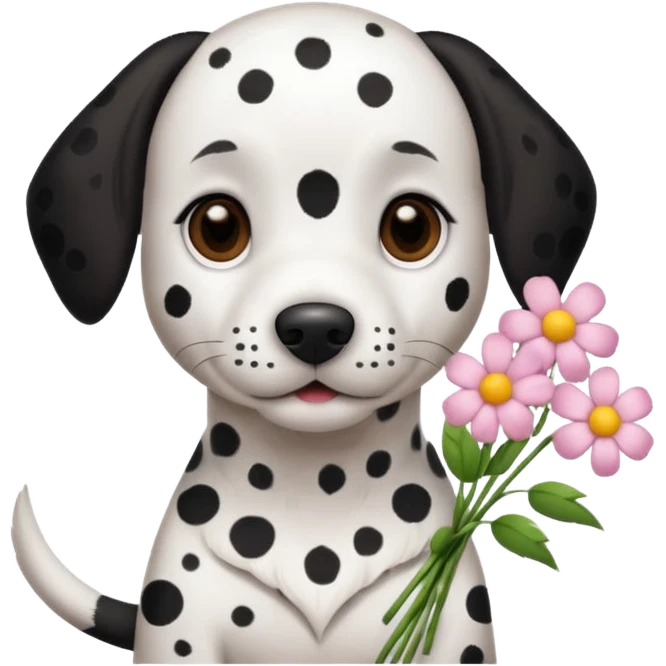 dalmesion dog holding flowers emoji