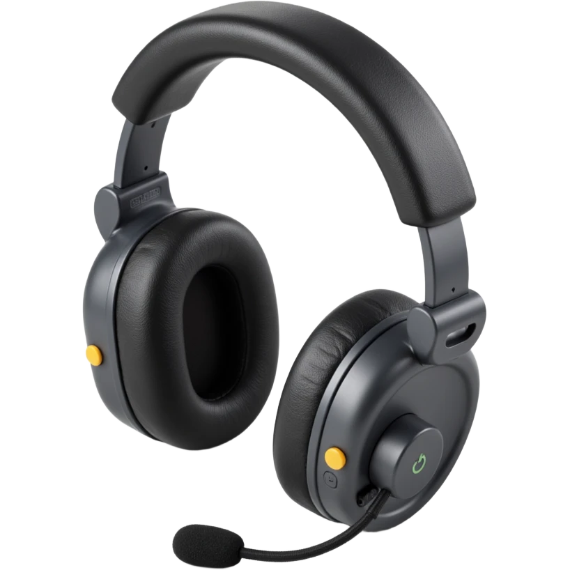 over the hear headphones with a mic emoji