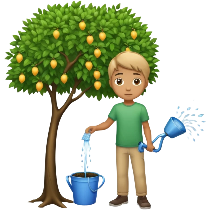 18 year old boy watering a tree emoji